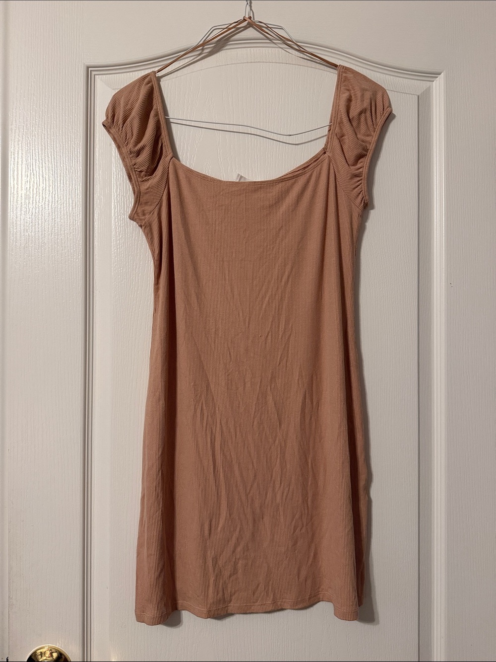 Sophie Rue Peach Knit Square-Neck Mini Dress